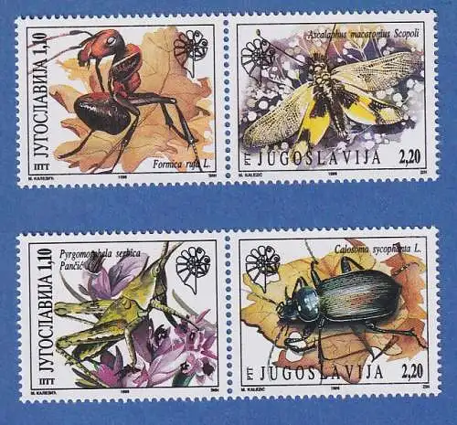 Jugoslawien 1996  Geschützte Tiere: Insekten. Mi.-Nr. 2751-2754 ** / MNH