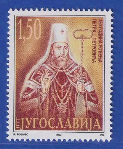 Jugoslawien 1997 250. Geb. von Petar I Petrovic-Njegos Mi.-Nr. 2814  ** / MNH