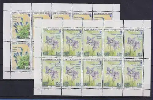 Bosnien-Herzegowina 2002 Gebirgsblumen Mi.-Nr. 261-62 Kleinbogen ** 