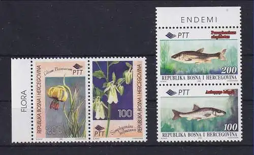 Bosnien-Herzegowina 1995 Flora und Fauna Mi.-Nr. 28-31 ZSD-Paare ** 