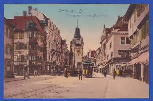 Alte AK Freiburg im Breisgau Kaiserstraße und Martinstor  ungelaufen