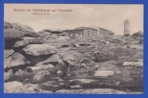 Alte AK Brocken im Harz Teufelskanzel und Hexenaltar  ungelaufen