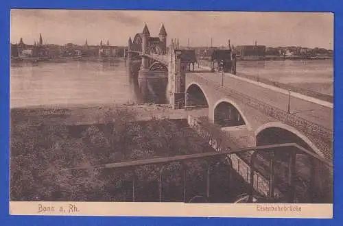 Alte AK Bonn mit Eisenbahnbrücke über den Rhein  ungelaufen