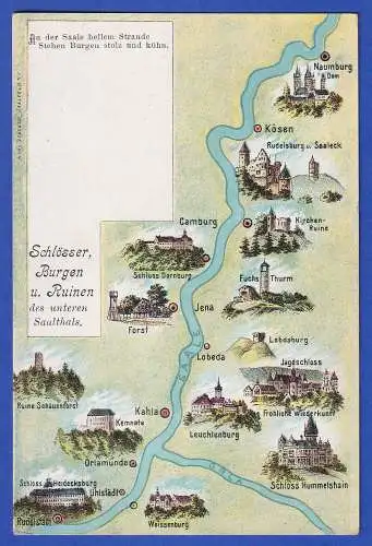 Alte Bildpostkarte Burgen und Schlösser im Saale-Tal  ungelaufen