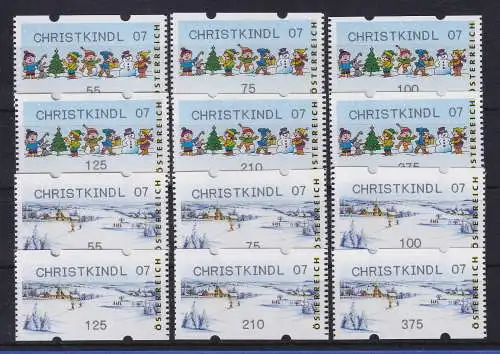 Österreich Sielaff-ATM Mi.-Nr. 8 und 9 CHRISTKINDL 07, je Satz 6 Werte **