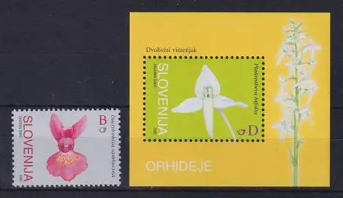 Slowenien 2005 Orchideen Mi.-Nr. 560 und Block 25 postfrisch **