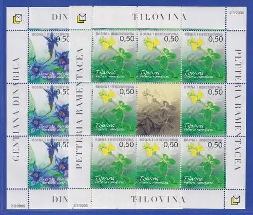 Bosnien Kroatische Post Mostar 2005 Blumen Mi.-Nr. 143-144 Kleinbögen ** 