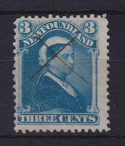 Kanada Neufundland 1880 Queen Victoria 3 C Mi.-Nr. 33b mit Federzug-Entwertung