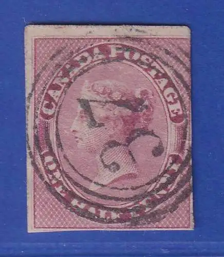 Kanada 1857 Queen Victoria 1/2 P Mi.-Nr. 1x mit Vierkreis-Nr.-O 37