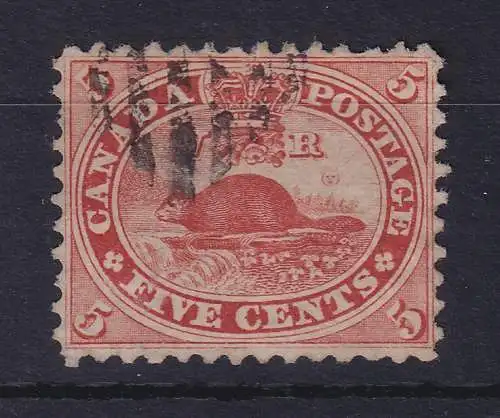 Kanada 1859 Biber 5 Cents Mi.-Nr. 12 mit Rost-Ovalstempel