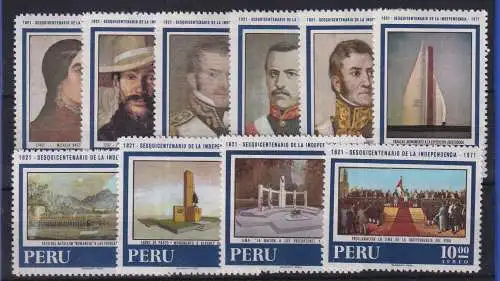 Peru 1971 - 150 Jahre Unabhängigkeit Mi.-Nr. 813-822 postfrisch **