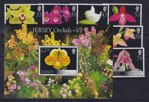 Jersey 2008 Orchideen Mi.-Nr. 1350-1355 und Block 68 postfrisch **