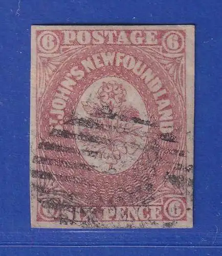 Kanada Neufundland 1862 Rose/Distel/Kleeblatt 6 P Mi.-Nr. 13y m. Rost-O