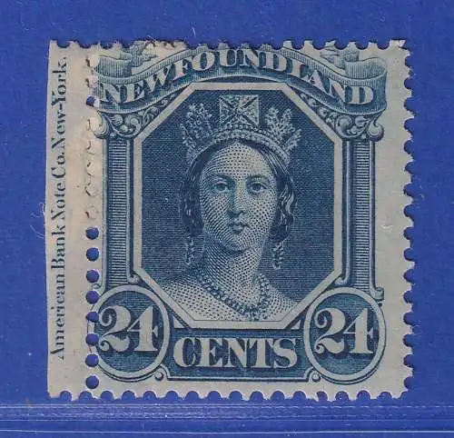 Kanada Neufundland 1865 Queen Victoria 24 Cents Mi.-Nr. 21x Randstück ungebr. *