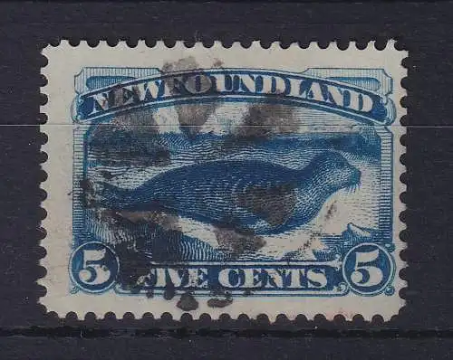 Kanada Neufundland 1888 Robbe 5 Cents Mi.-Nr. 34b mit Strahlen-O