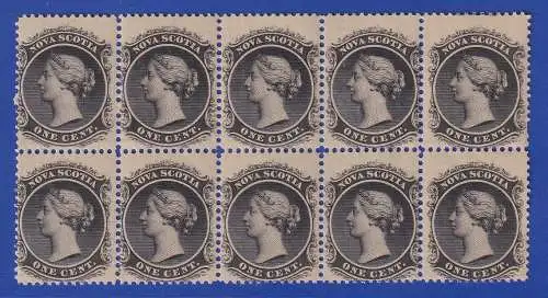 Kanada Nova Scotia 1860 Victoria 1 Cent Mi.-Nr. 5xa 10er-Block postfr. ** / MNH