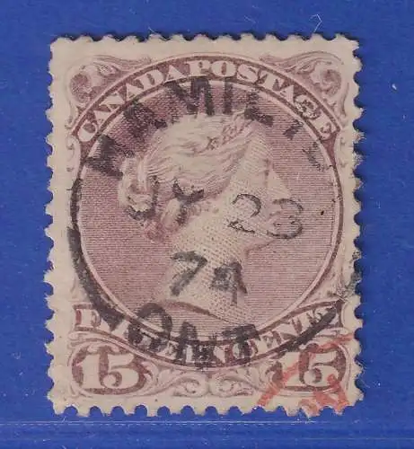 Kanada 1874 Queen Victoria 15 Cents Mi.-Nr. 24Aax O HAMILTON