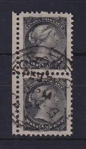 Kanada 1882 Queen Victoria 1/2 Cent Mi.-Nr. 25A senkr. Seitenrandpaar O TORONTO