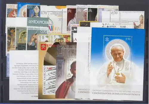 Vatikan Papst Franziskus ganzer Jahrgang 2014 komplett postfrisch ** / MNH 