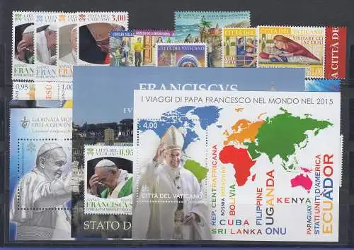 Vatikan Papst Franziskus ganzer Jahrgang 2015 komplett postfrisch ** / MNH 