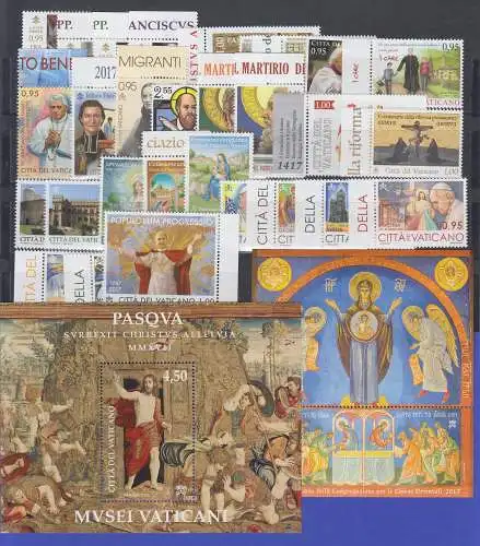 Vatikan Papst Franziskus ganzer Jahrgang 2017 komplett postfrisch ** / MNH 