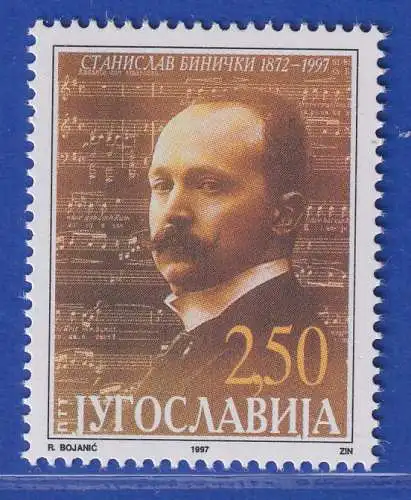 Jugoslawien 1997 125. Geburtstag von Stanislav Binicki  Mi.-Nr. 2826  ** / MNH