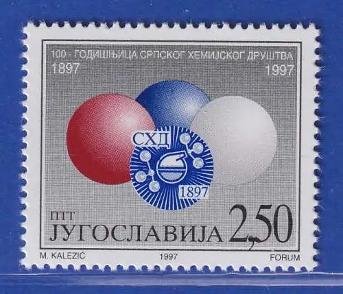 Jugoslawien 1997 100 J. Serbische Chemische Gesellschaft  Mi.-Nr. 2826  ** / MNH