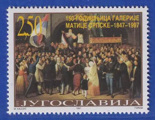 Jugoslawien 1997 150 Jahre Galerie "Matica Srpska"  Mi.-Nr. 2836  ** / MNH