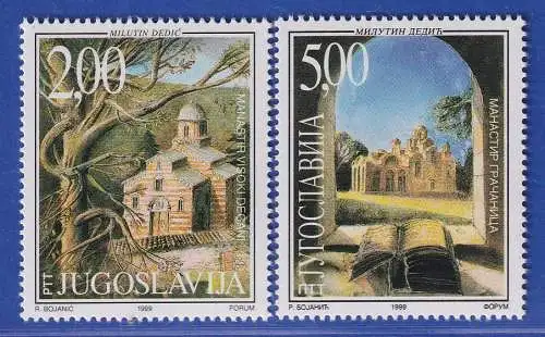 Jugoslawien 1999  Klöster in Serbien Mi.-Nr.2898-2899 ** / MNH