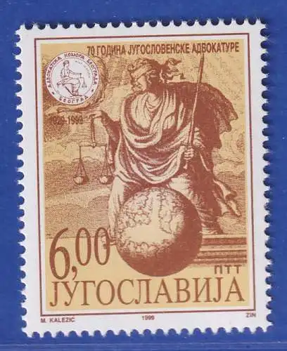 Jugoslawien 1999  70 Jahre Rechtsanwaltskammer Mi.-Nr. 2905 ** / MNH
