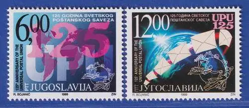 Jugoslawien 1999 125 Jahre Weltpostverein  Mi.-Nr. 2926-27 ** / MNH