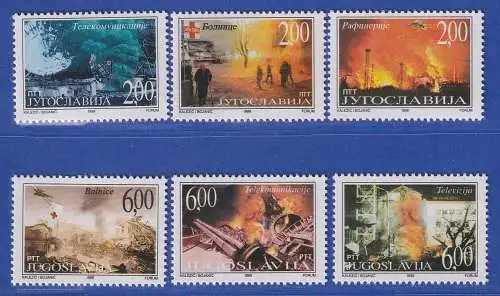 Jugoslawien 1999 Durch die NATO zerst. Einrichtungen Mi.-Nr. 2945-50 ** / MNH