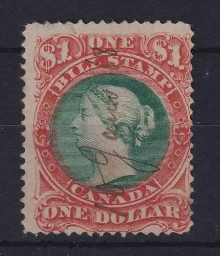 Kanada 1989 Steuermarke Bill Stamp 1$ Queen Victoria mit Federzug-Entwertung