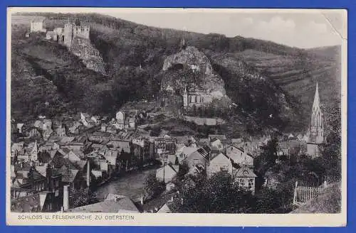 Alte AK (Idar-)Oberstein Schloss und Felsenkirche 1935 gel. nach Konstanz