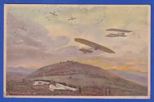 Alte Bildpostkarte Wasserkuppe (Rhön) mit Segelfliegern 1925 gel. nach Konstanz