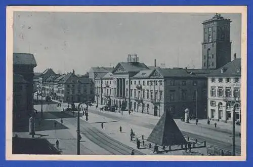 Alte AK Karlsruhe Marktplatz und Rathaus 1930 gel. nach Konstanz