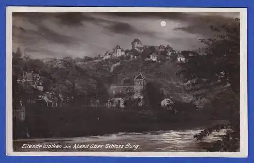 Alte AK Schloss Burg an der Wupper Nachtansicht 1932 gel. nach Konstanz