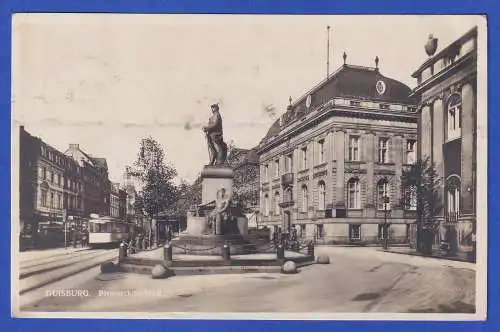 Alte AK Duisburg Königstraße Bismarckdenkmal 1928 gel. nach Konstanz