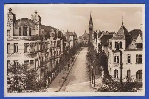 Alte AK Duisburg Lutherstraße 1937 gel. nach Konstanz