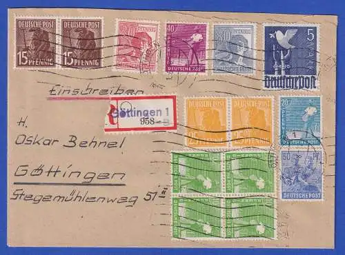 All. Besetzung Arbeiterserie 1948 große 10fach-MiF auf Orts-R-Brief O GÖTTINGEN