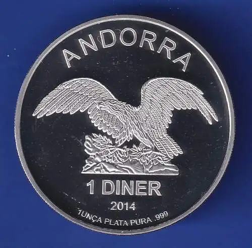 Andorra 2014 Silbermünze 1 Diner Wappen 1oz=31,1g/Ag999 PP