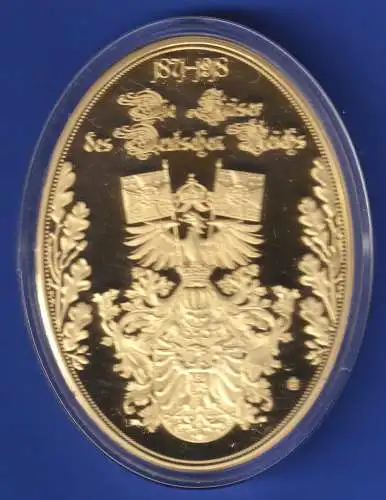 Große Medaille Dreikaiserjahr 1888 Kupfer vergoldet mit bunten Glas-Kristallen