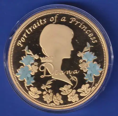 Große Medaille Portraits of a Princess - Diana mit blauem Glas-Kristall