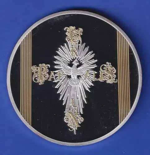 Große Medaille Papst Franziskus Kupfer versilbert mit Teilvergoldung