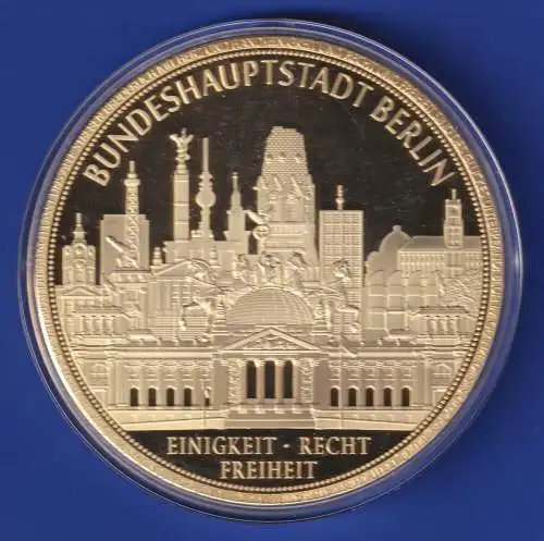 Riesen- Medaille Berlin Dom Kupfer vergoldet mit Farbdruck