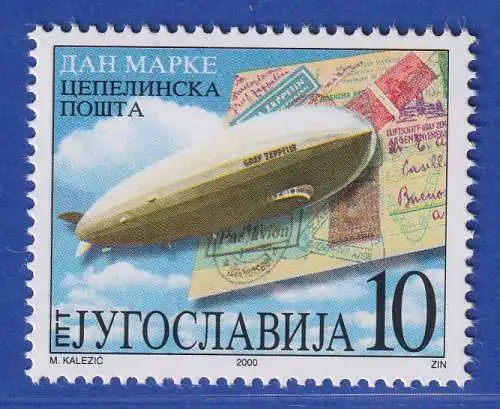 Jugoslawien 2000  100 Jahre Zeppelin-Luftschiffe  Mi.-Nr. 2984 ** / MNH