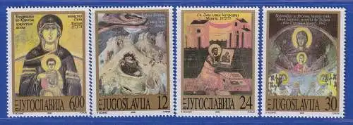 Jugoslawien 2000  Fresken und Ikonen aus Montenegro Mi.-Nr. 3004-3007 ** / MNH