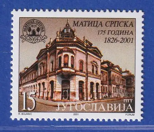 Jugoslawien 2001 175 J. serb. Literar. Verein MATICA SRPSKA Mi.-Nr.3012 ** / MNH