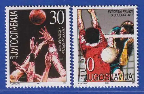 Jugoslawien 2001  Gewinn der Basket- und Volleyball-EM Mi.-Nr. 3044-45  ** / MNH