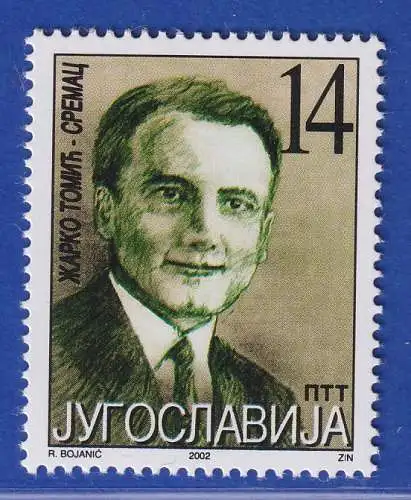 Jugoslawien 2002  Volksheld Zarko Tomic-Sremac  Mi.-Nr. 3071 ** / MNH